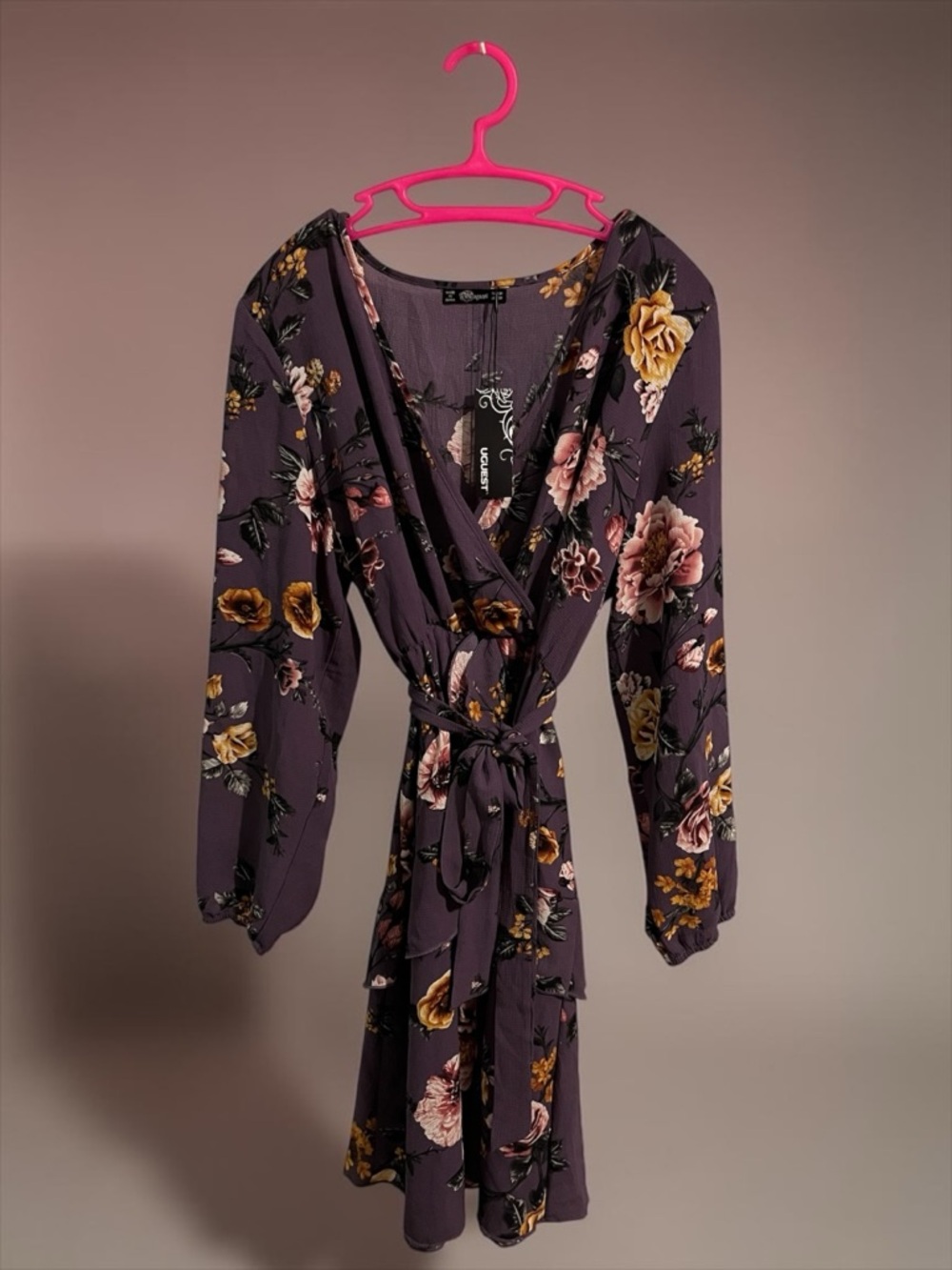 NWT Woman’s Uguest Purple Floral Midi Dress CC
